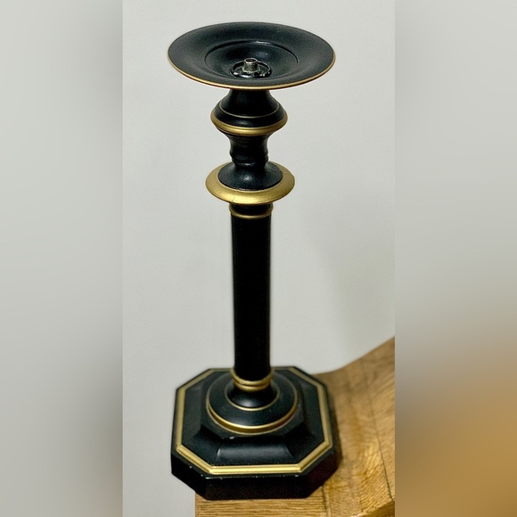 Vtg Felt Lined Base Metal Pillar Style Lamp Body Candle Stick Holder - Picture 5 of 11